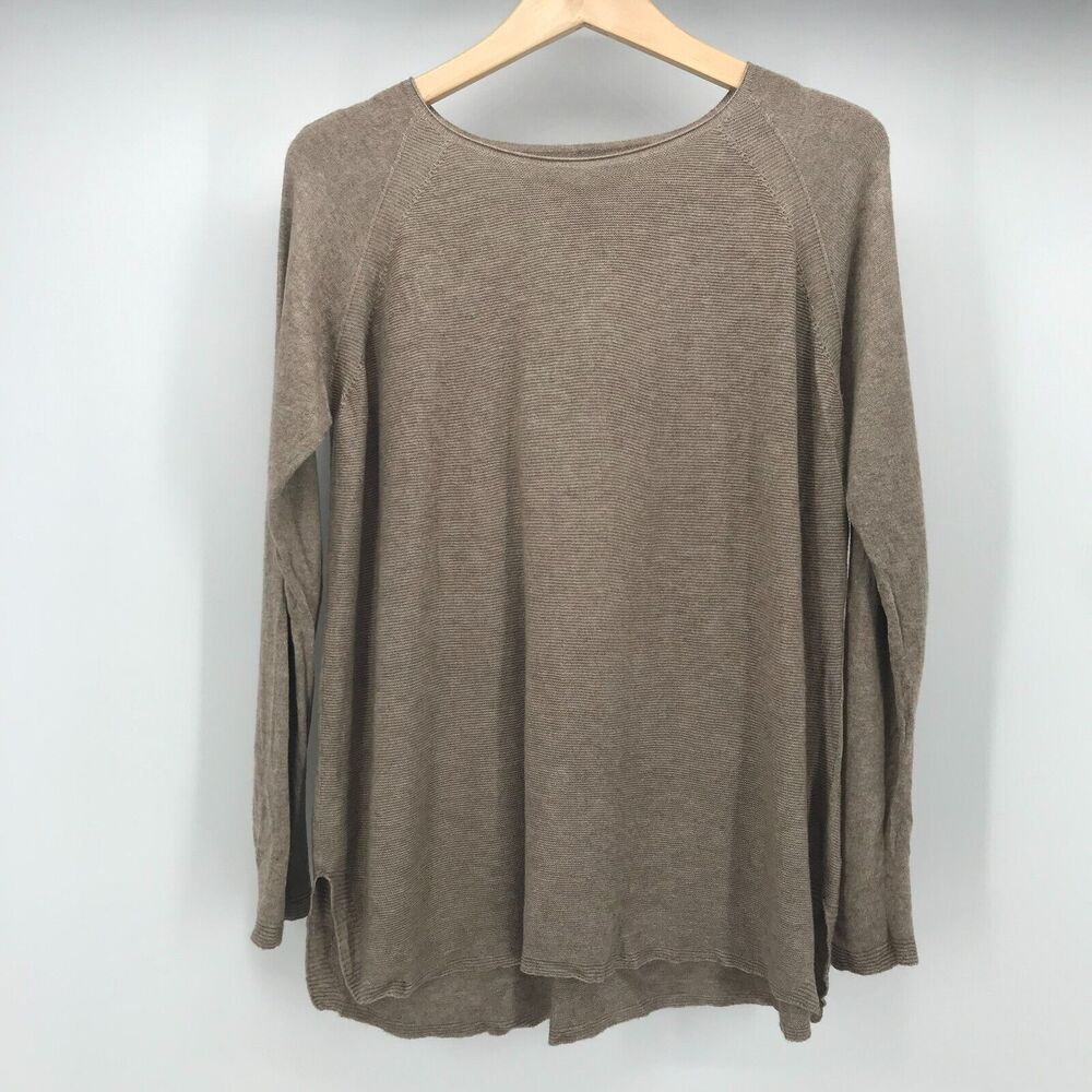 Maya Negri Sweater Womens Medium Tan Wool Blend Long Sleeve Made In Italy